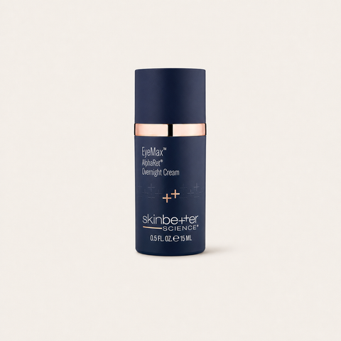 SkinBetter Science EyeMax AlphaRet Overnight Cream on a warm cream Curatory studio background