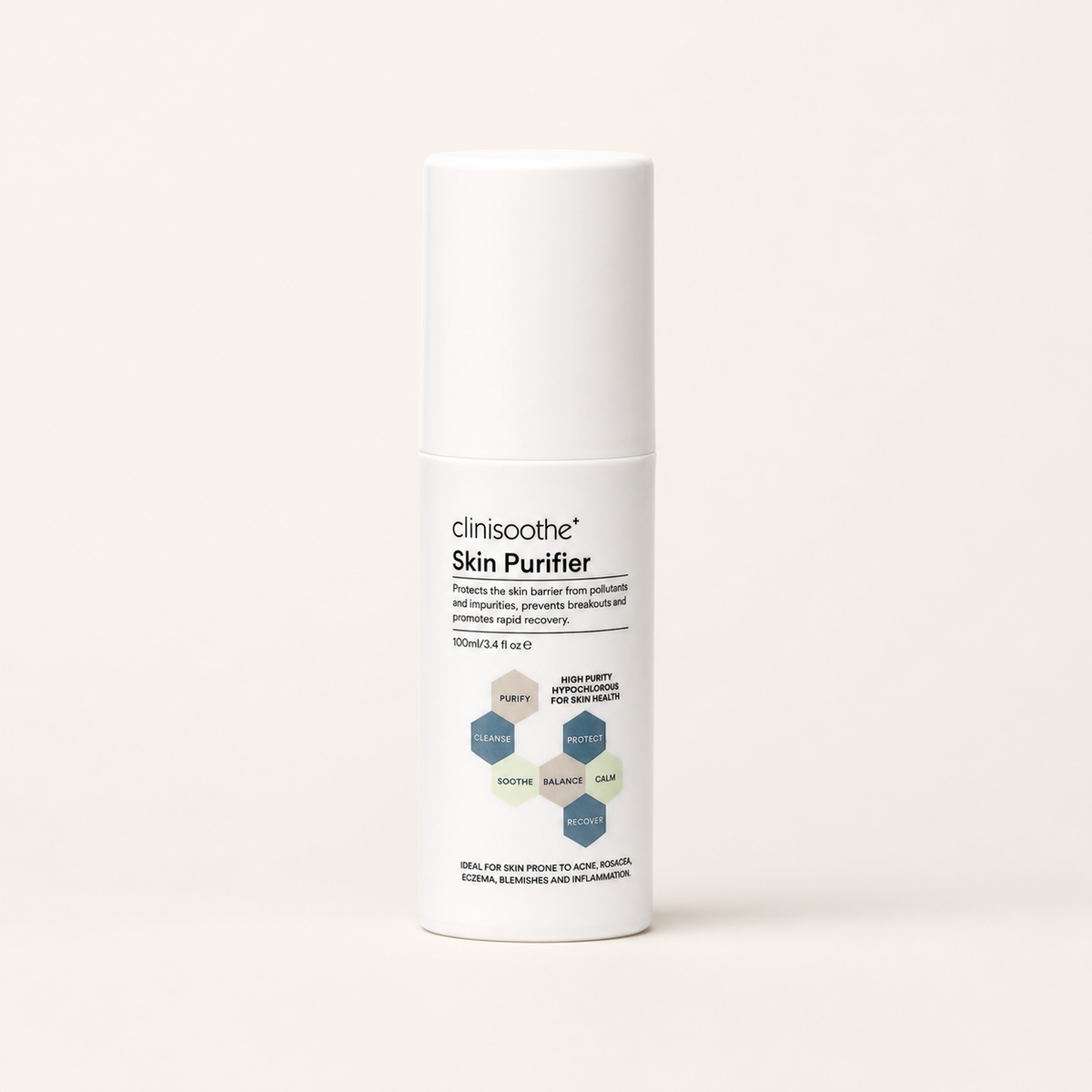 Clinisoothe+ Skin Purifier on a warm cream background