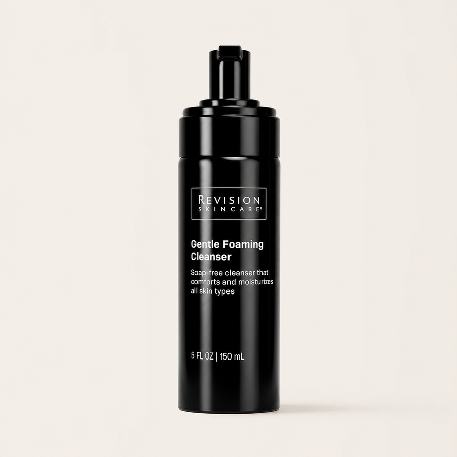 Revision Gentle Foaming Cleanser on a warm cream background