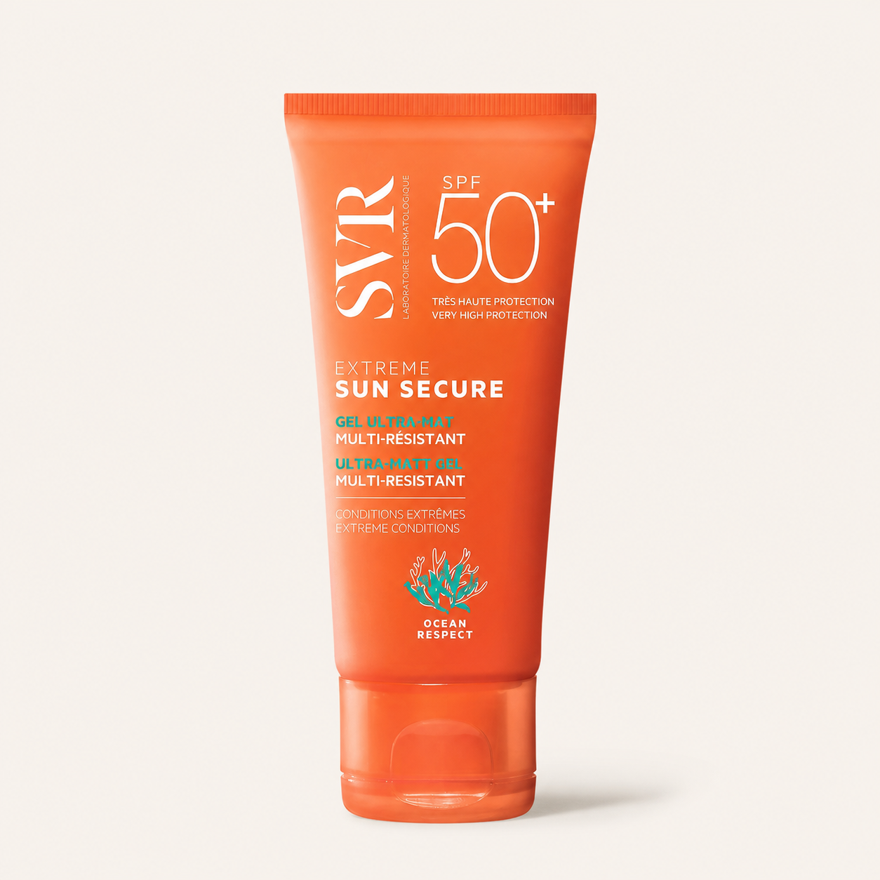 SVR Sun Secure Extreme SPF50 on a warm cream background